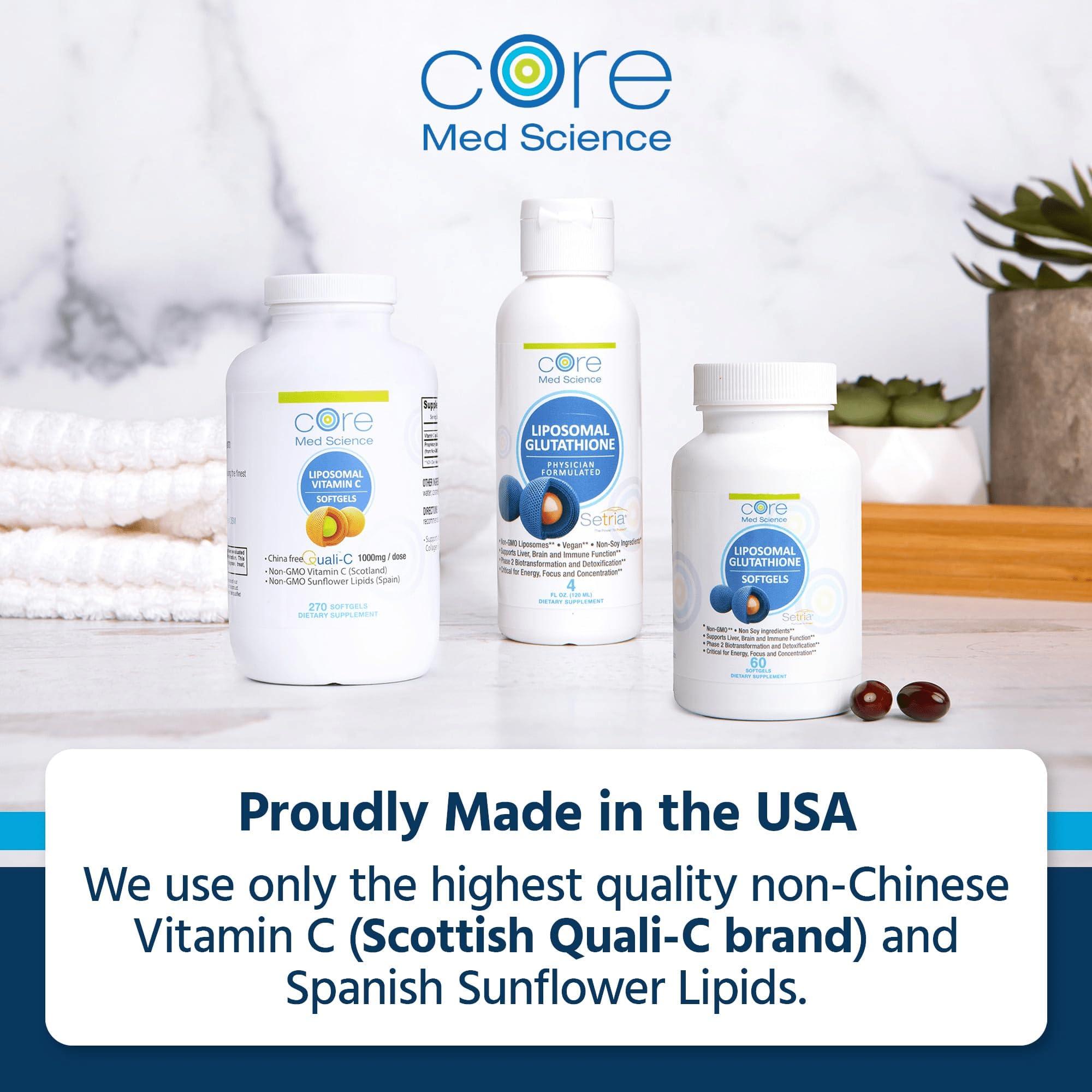 Core Med Science Liposomal Vitamin C 1000mg by Core Med Science, 90 Softgels - Non-GMO Natural Liposomal Vitamin C Supplement That Promotes Healthy Skin - Immune System Booster for Adults, Supports Collagen Formation