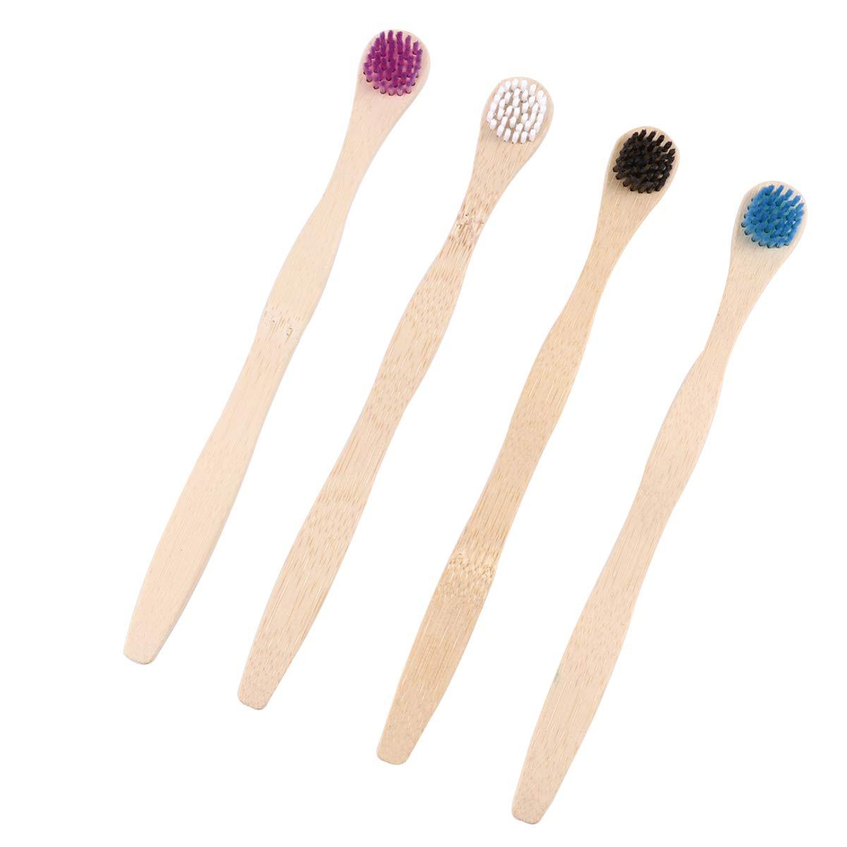 Milisten Tongue Brush Eliminate Bad Breath Scraper Bamboo Toothbrush for Oral Deeply Cleaning (White Blue Black Violet) Cleaner Tongue Cleaner