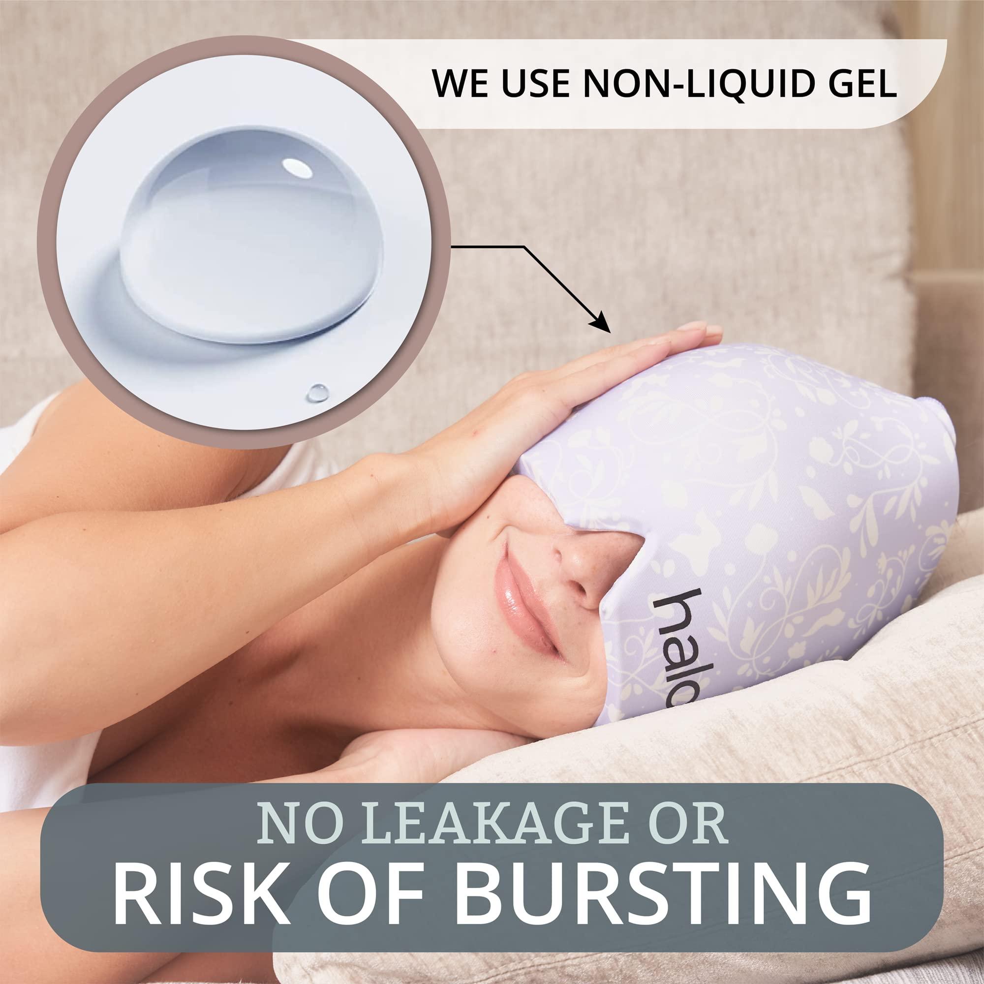 HM Halo Mask Halos Migraine Relief Cap, 30% Thicker, 2X More Cooling Gel, Stays Colder for Longer, Form Fitting Ice Hat, Ice Pack Head Wrap Relief, Tension Headache Relief Cap