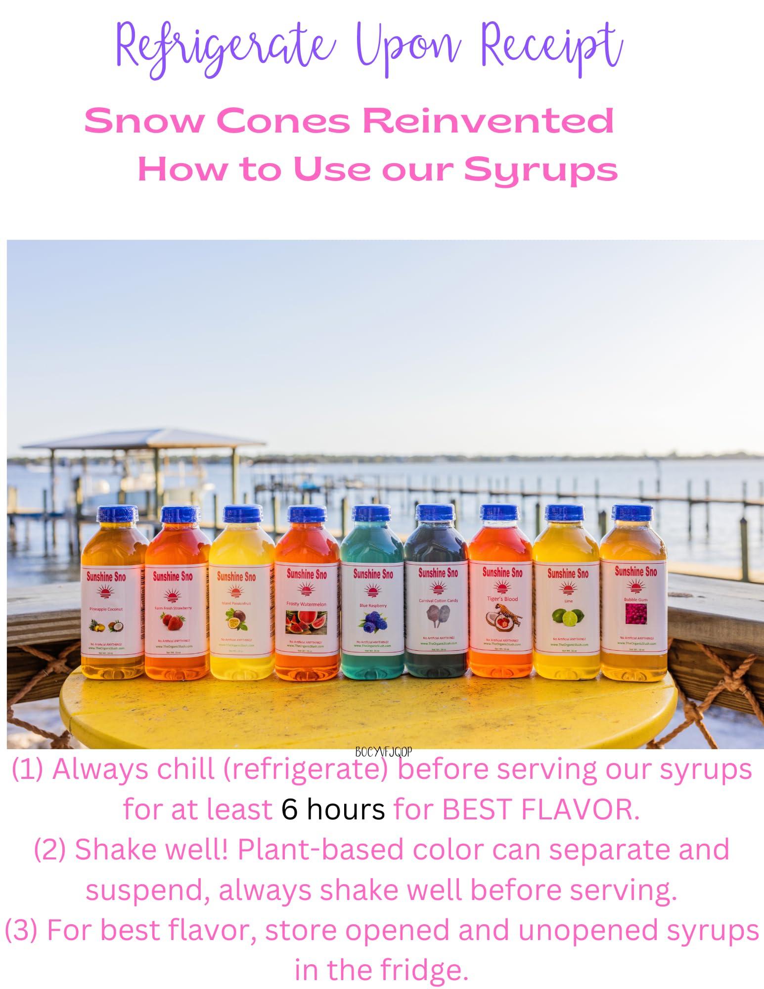 Sunshine Sno Sunshine Sno Dye Free Snow Cone Syrup, Watermelon, 16oz, Made with organic ingredients