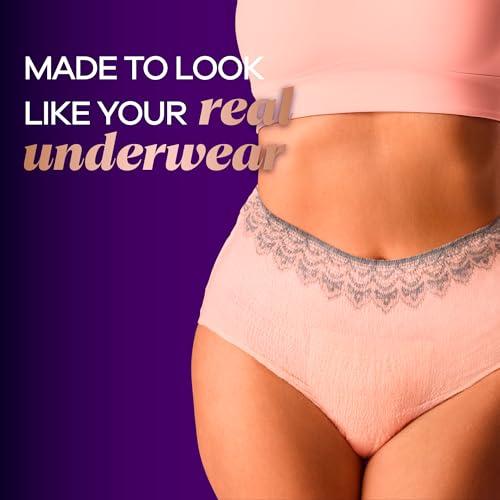 Always Discreet Always Discreet Boutique Incontinence and Postpartum Underwear for Women, Maximum Protection, S/M, Rosy, 48 Count