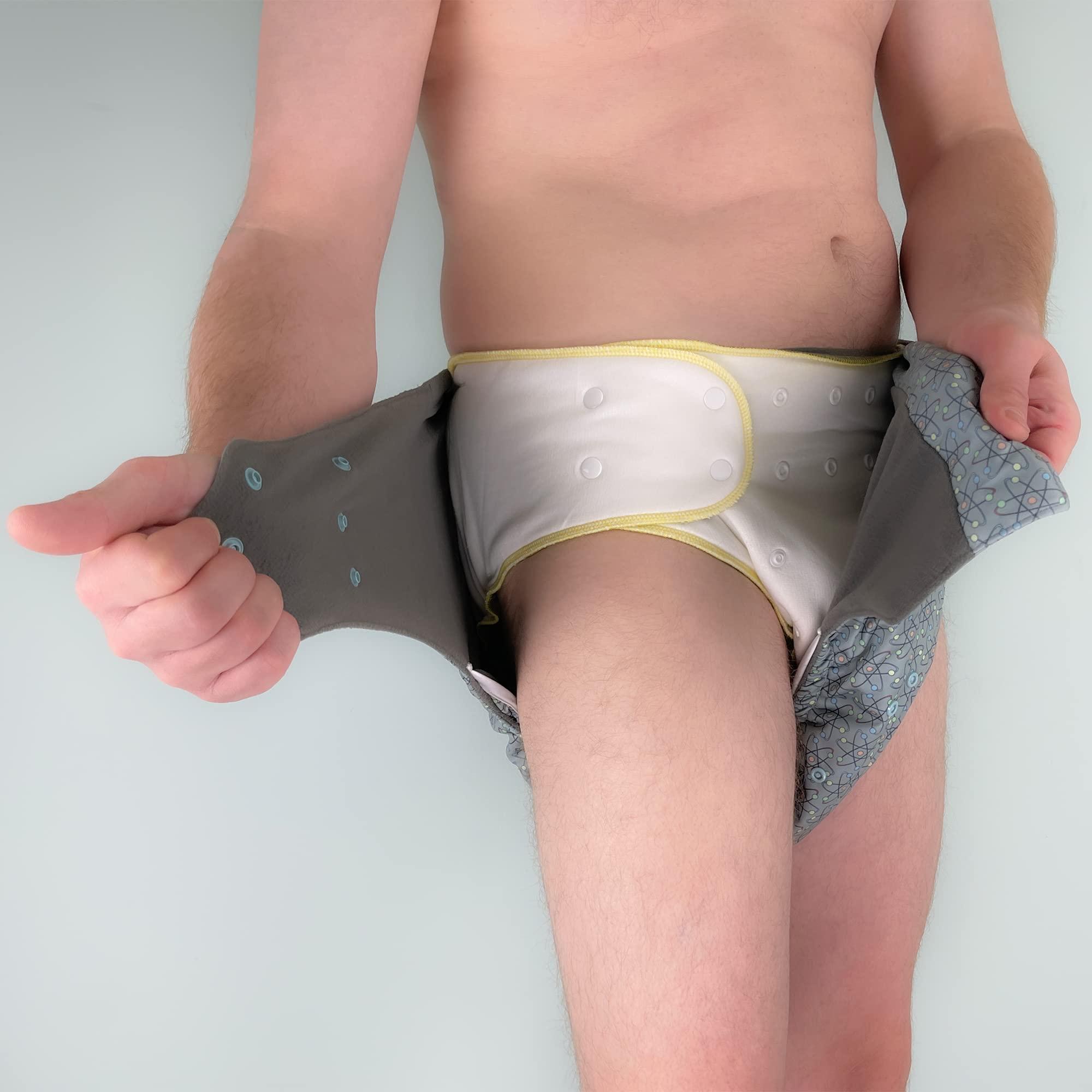 Ecoable Adult Nighttime Diaper Set - Incontinence Protective Briefs with Fitted and Insert for Special Needs Teens, Men and Women (Large, Black Arrow)