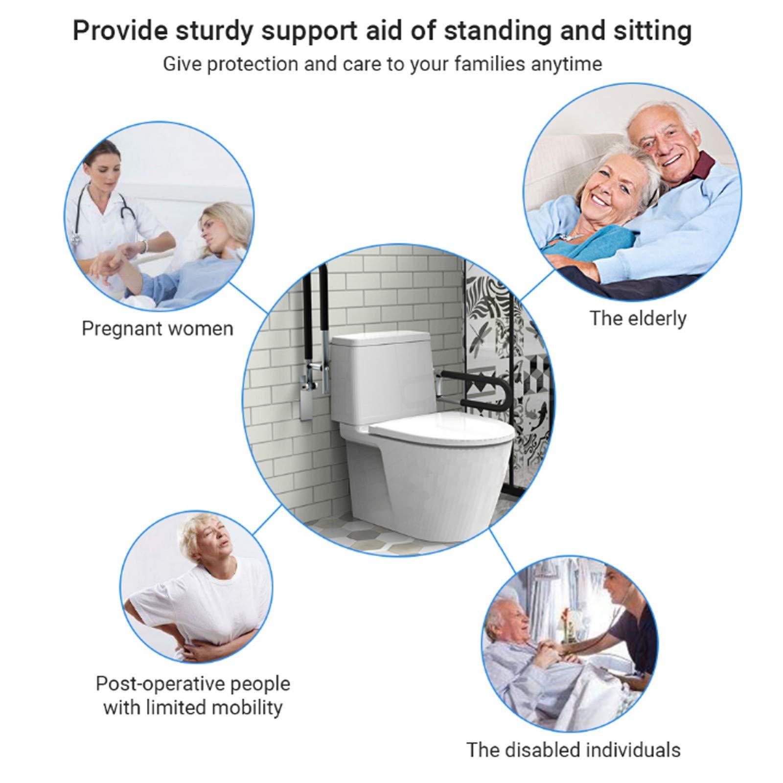 WeBert Bathroom Grab Rails,Shower Handicap Grab Bars, Shower Handles for Elderly, Disabled Flip-up Bathroom Grab Bar Toilet Handrails Hand Grips Handle Shower Assist Aid, Length 60 Cmblack (Color : Black)