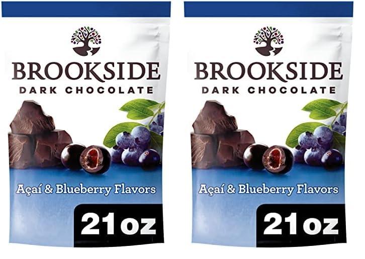 Brookside BROOKSIDE Dark Chocolate, Acai and Blueberry Flavored Snacking Chocolate Bag, 21 oz (Pack of 2)