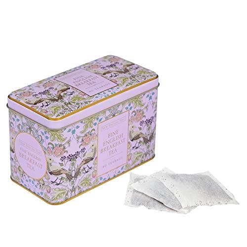 New English Teas New English Teas Song Thrush and Berries Tea Tin in Pink with 40 English Breakfast Teabags