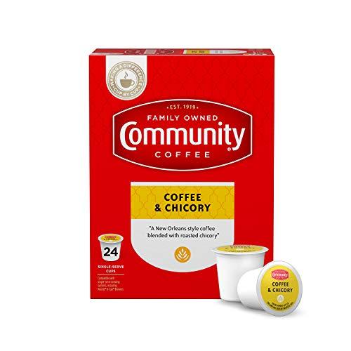 Community Coffee Community Coffee Coffee & Chicory Medium Dark Roast Single Serve K-Cup Compatible Coffee Pods, Box of 24 Pods (Pack of 4)