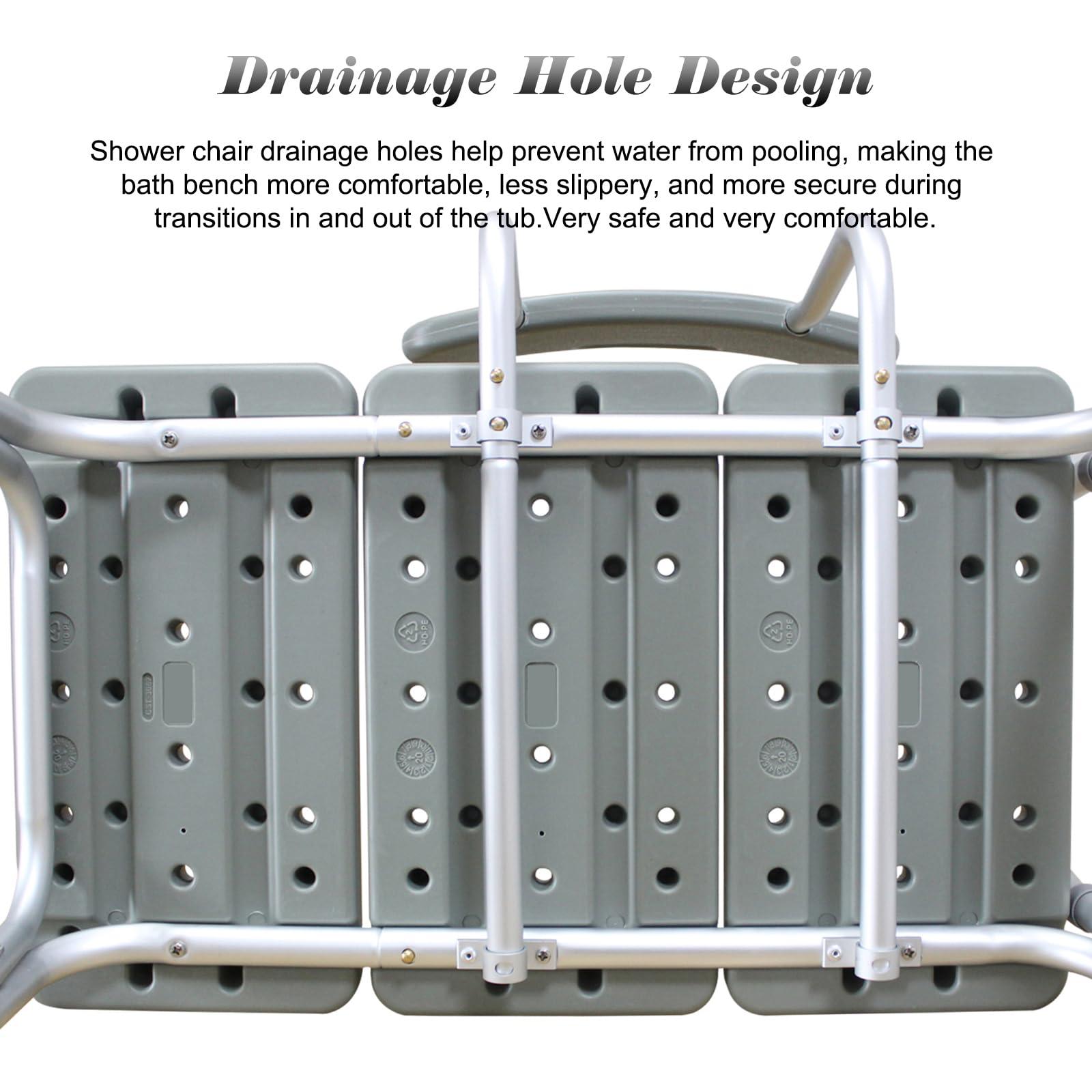 BIVVI BIVVI Transfer Bench for Bathtub,Shower Chair with Arms and Back,Shower Bench Stool Bath Chairs for Seniors,Elderly,Disabled,10 Adjustable Heights,Non-Slip Feet,330 lb Capacity,Silla de ducha,Gray A