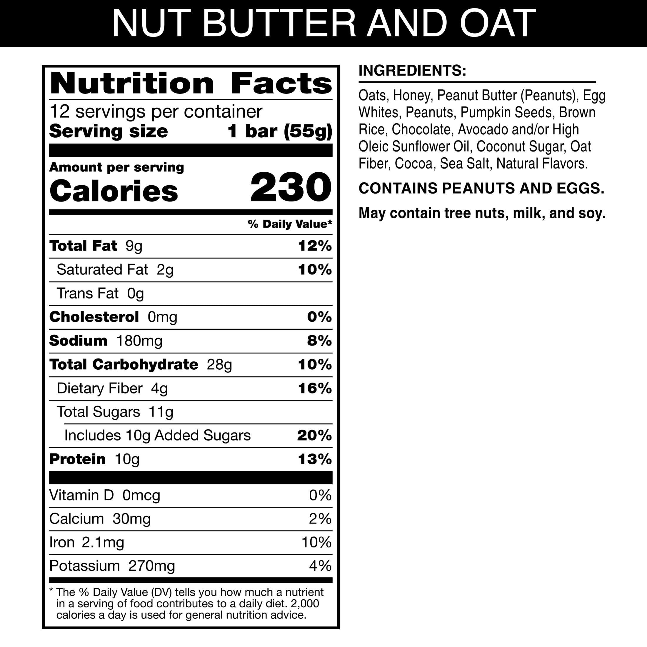 RXBAR RXBAR Nut Butter and Oat Protein Bars, Protein Snacks, Snack Bars, Dark Chocolate Peanut Butter, 23.2oz Box (12 Bars)
