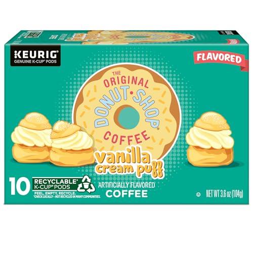 The Original Donut Shop The Original Donut Shop Vanilla Cream Puff Coffee, Keurig Single Serve K-Cup Pods, Medium Roast Coffee, 60 Count, (6 Packs of 10)
