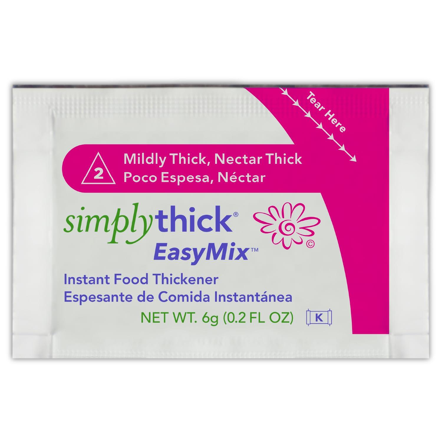 Simply Thick SimplyThick EasyMix | 80 Count of 6g Individual Packets | Gel Thickener for those with Dysphagia & Swallowing Disorders | Creates An IDDSI Level 2 – Mildly Thick (Nectar Consistency)
