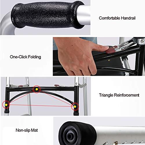 Lattice Walkers Aluminum Walker Frame, Portable Folding Adjustable Height Design with Handbrak/Seat Mobility Aid for Adult Disabled Elderly