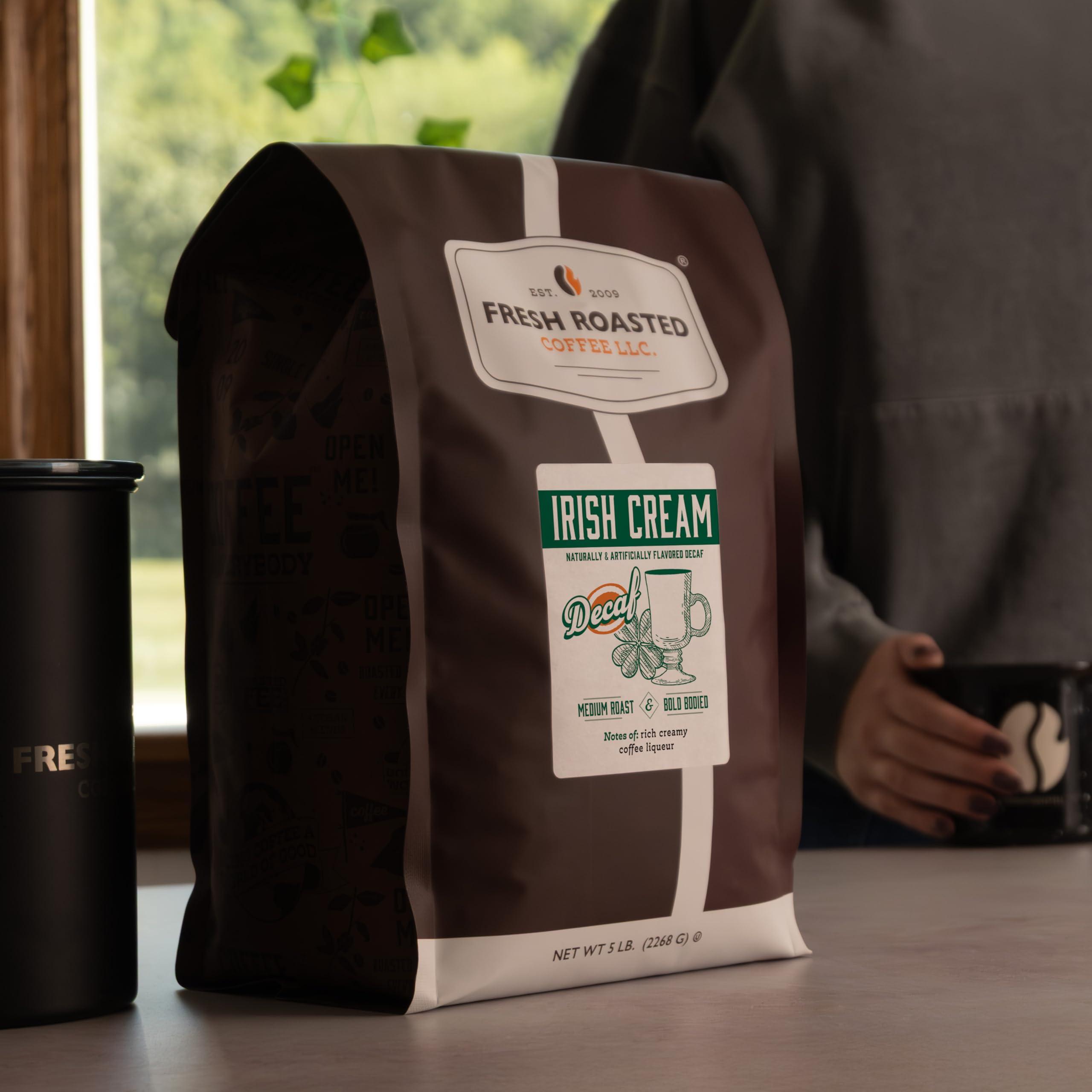 Fresh Roasted Coffee Fresh Roasted Coffee, Decaf Irish Cream Flavored Coffee, 5 lb (80 oz), Medium Roast, Kosher, Ground