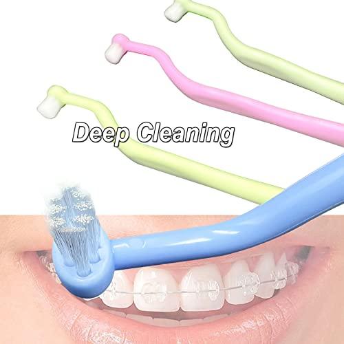 HRASY HRASY Orthodontic Toothbrush Small Tuft Toothbrush Tiny Compact Interspace Brush for Dental Implants, Braces and Teeth Detail Cleaning, 4 Pieces (4 Colors D)