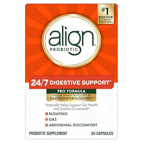 Align Align Probiotic, Pro Formula, Probiotics for Women and Men, Daily Probiotic Supplement, Helps Relieve Occasional Bloating & Gas*, #1 Doctor Recommended Brand, 63 Capsules (Packaging May Vary)