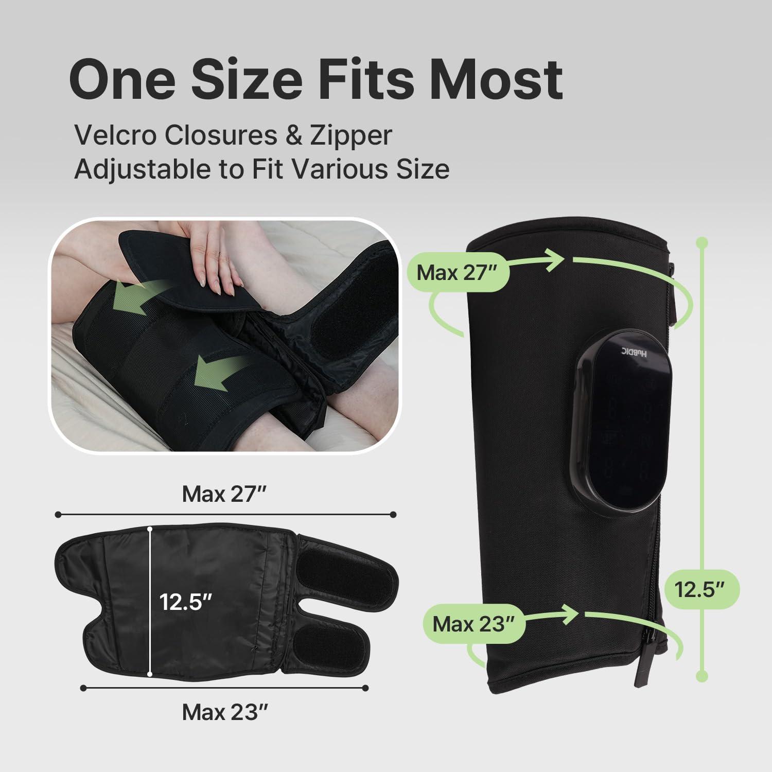 HuBDIC HubiCare Calf and Thigh Leg Massager, Leg Massager for Circulation and Pain Relief, Calf Air Compression Massager with Heat, Compression Massager with 4 Modes 3 Intensities (Single)