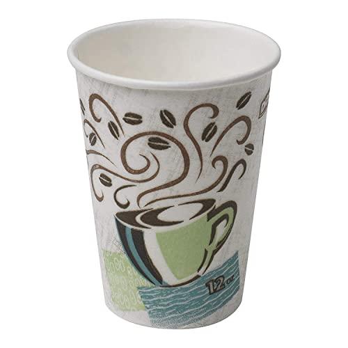 Dixie Dixie PerfecTouch WiseSize Coffee Design Insulated Paper Cup, 12oz Cups and Lids Bundle (12 oz, 50 Cups, 50 Lids)