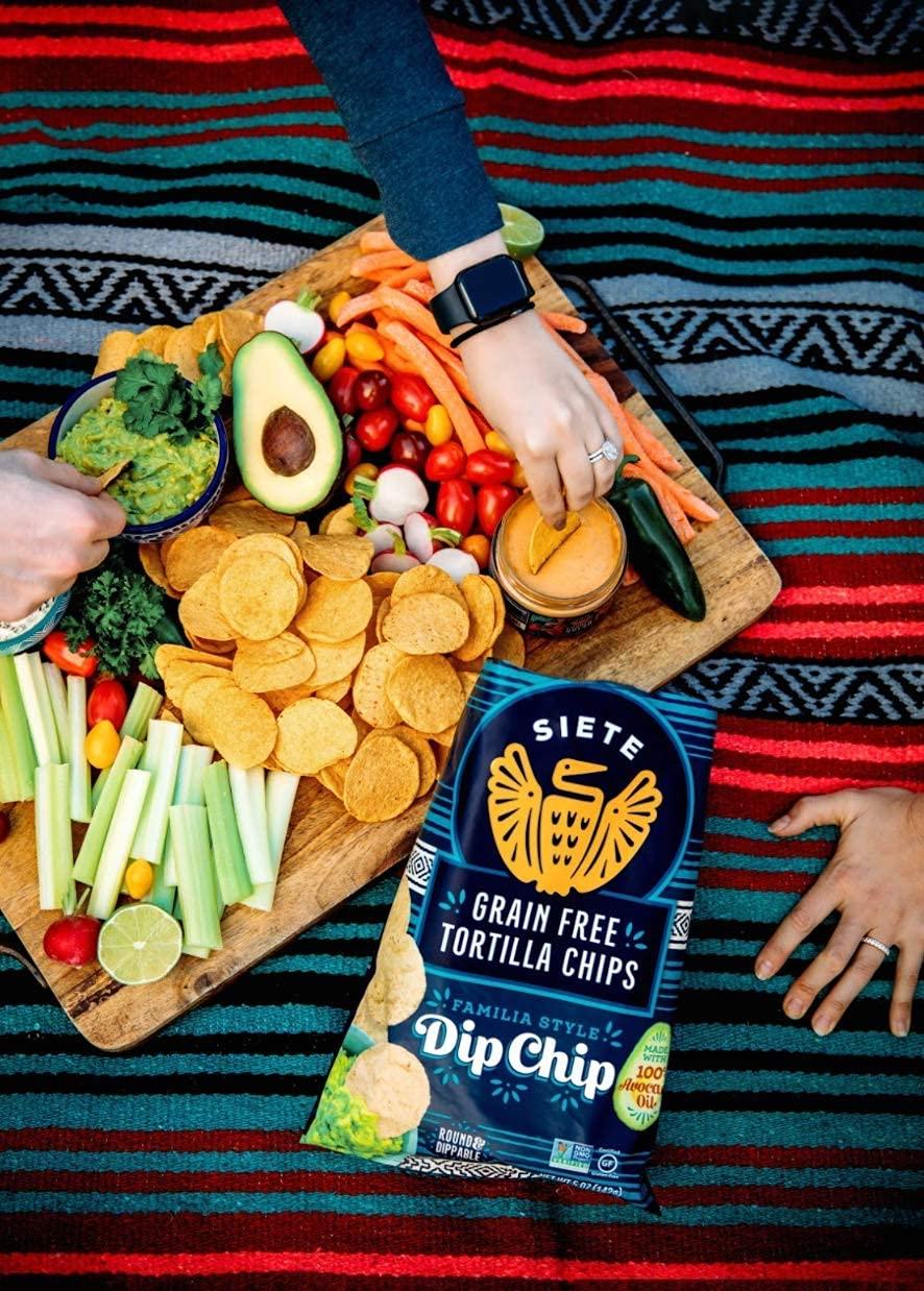 Siete Siete Grain Free Tortilla Chips | Gluten Free Chips | Paleo & Vegan Snacks | Non GMO | Dip Chip, 5 Ounce (Pack of 12)