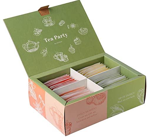 ACORUS ACORUS Tea Party with 4 Different Flavors | Tea Set | 40 Count Natural Rooibos, Black Tea, Green Tea Packs with Beautiful Gift Box | Tea Bags Variety Pack