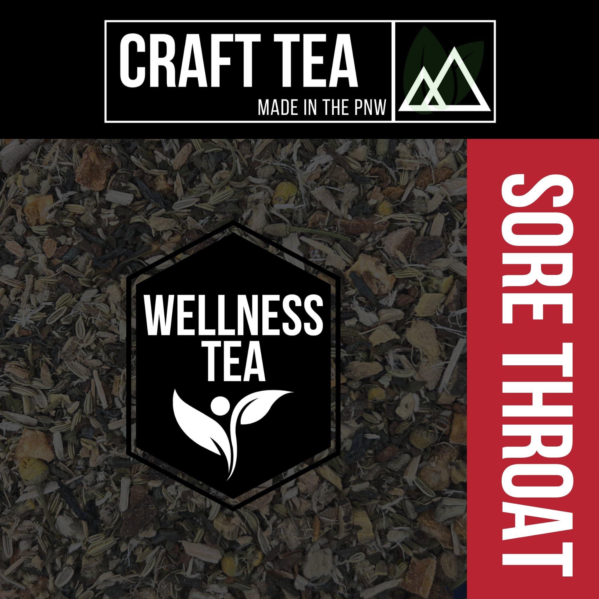 REVIVAL TEA COMPANY Sore Throat Tea - Wellness Tea Made with Elm Bark, Licorice Root and Marshmallow Root with Herbal and Medicinal Properties - Low Caffeine - 24 Tea Bags