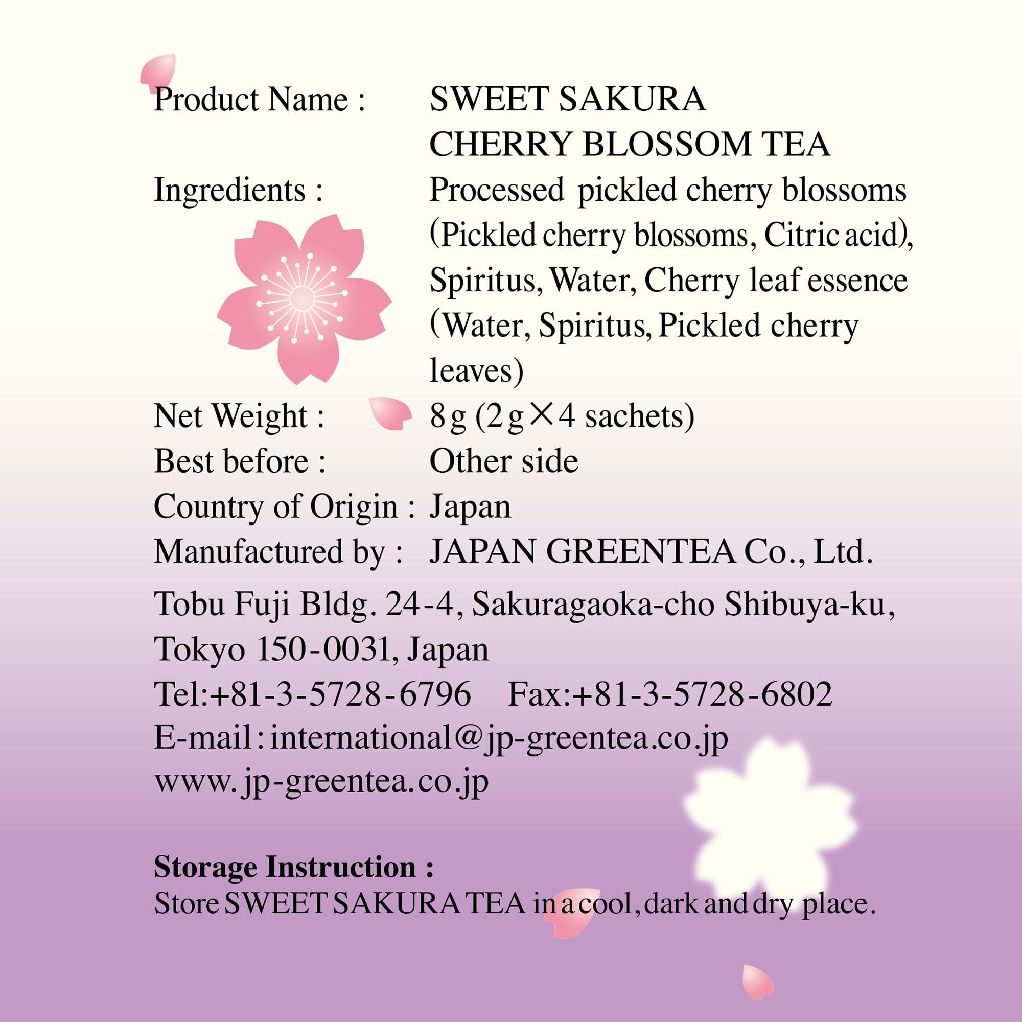 Tea Boutique Sweet Sakura_Tea, Blooming Sakura Flower Tea, Freshly-nipped cherry blossoms, 4 Sachets