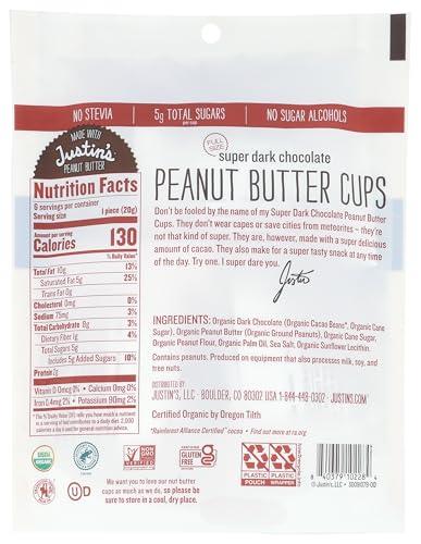 Justin's Nut Butter Justins Organic Super Dark Chocolate Peanut Butter Cups, 4.2 OZ