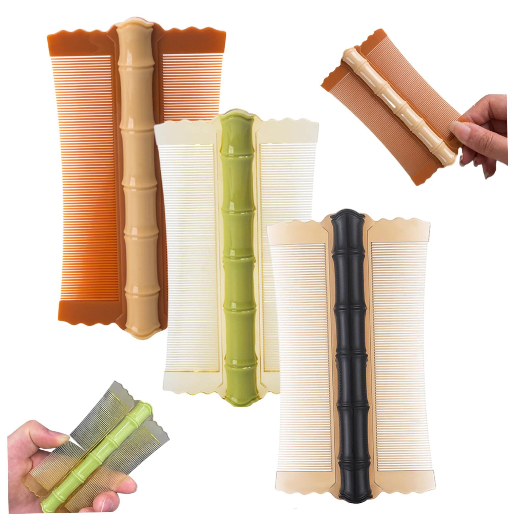 Hibycknl Dandruff Comb 3PCS PP Bamboo Styling Double-Sided Fine Teeth Lice Comb Thick Hair Flea Comb Comfortable Lice Brush 4.9x2.8 Inch Dandruff Comb