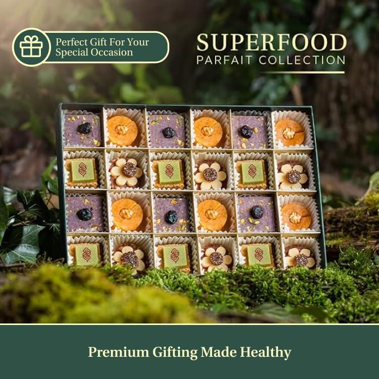 LAUMIÈRE GOURMET FRUITS Laumire Gourmet Fruits - Superfood Parfait Collection - Rectangle (24 Pcs) - Premium Gift Baskets for Adults - Healthy Gift Basket - Dried Fruit Gift Basket - No Added Cane Sugar - Fruit Basket Gift