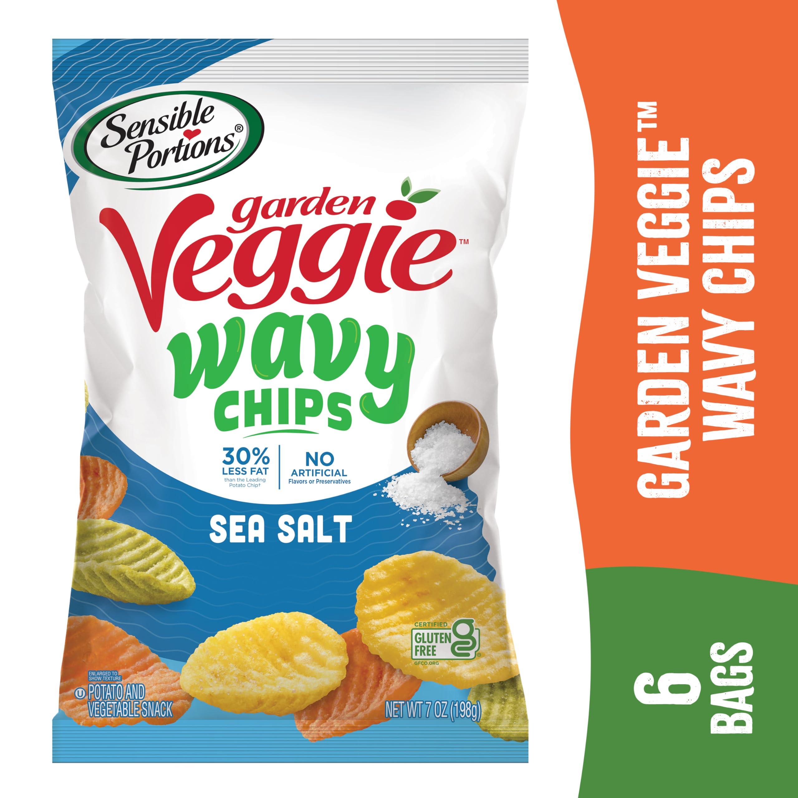 Sensible Portions Sensible Portions Veggie Wavy Chips, Sea Salt Flavor, Gluten-Free Chips, 7 Ounce Bag, 6-Pack