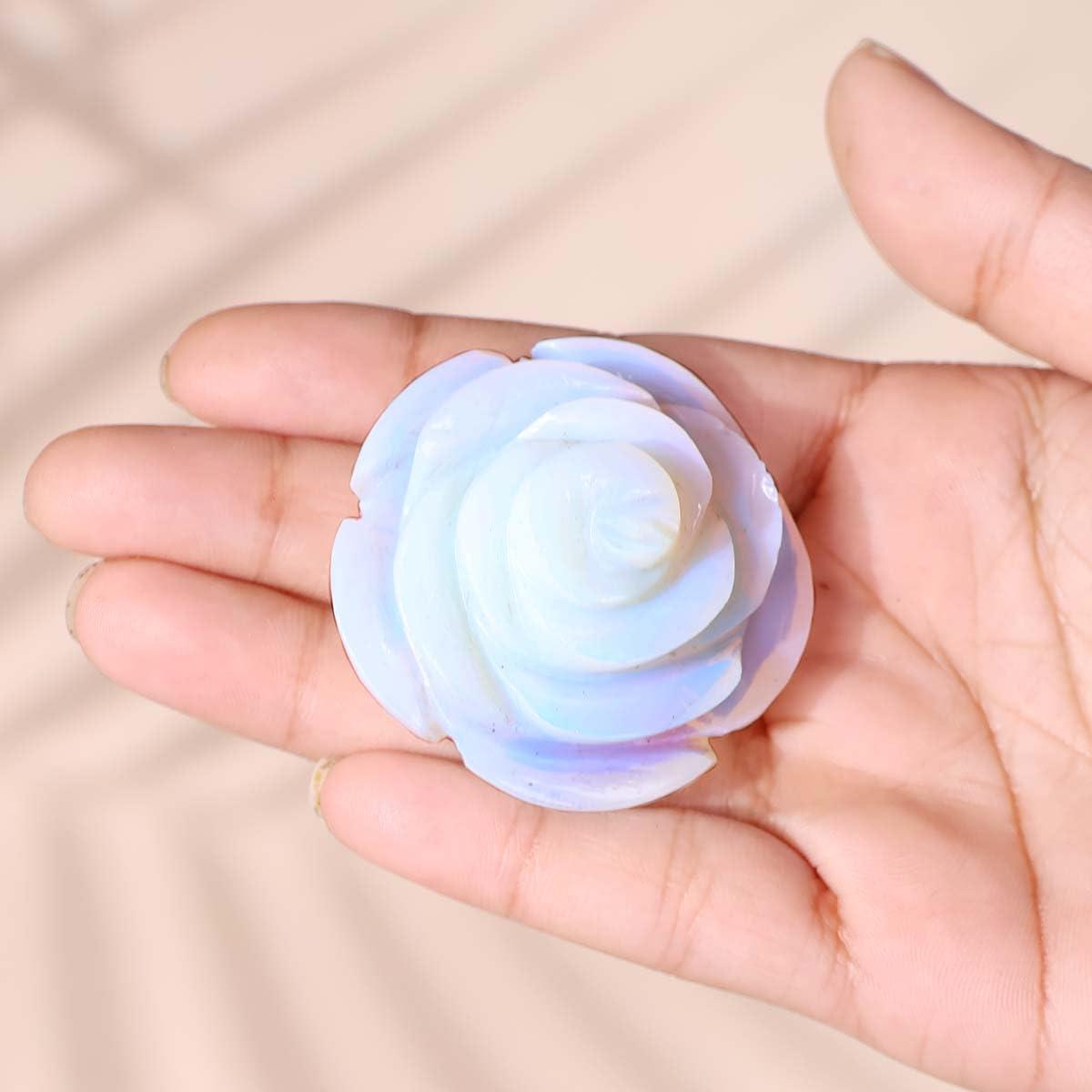 Shubhanjali Shubhanjali Opalite Crystal Flower 60-70 gm Natural Opal Stone Sky Blue Crystal Flower Gemstone for Reiki Healing
