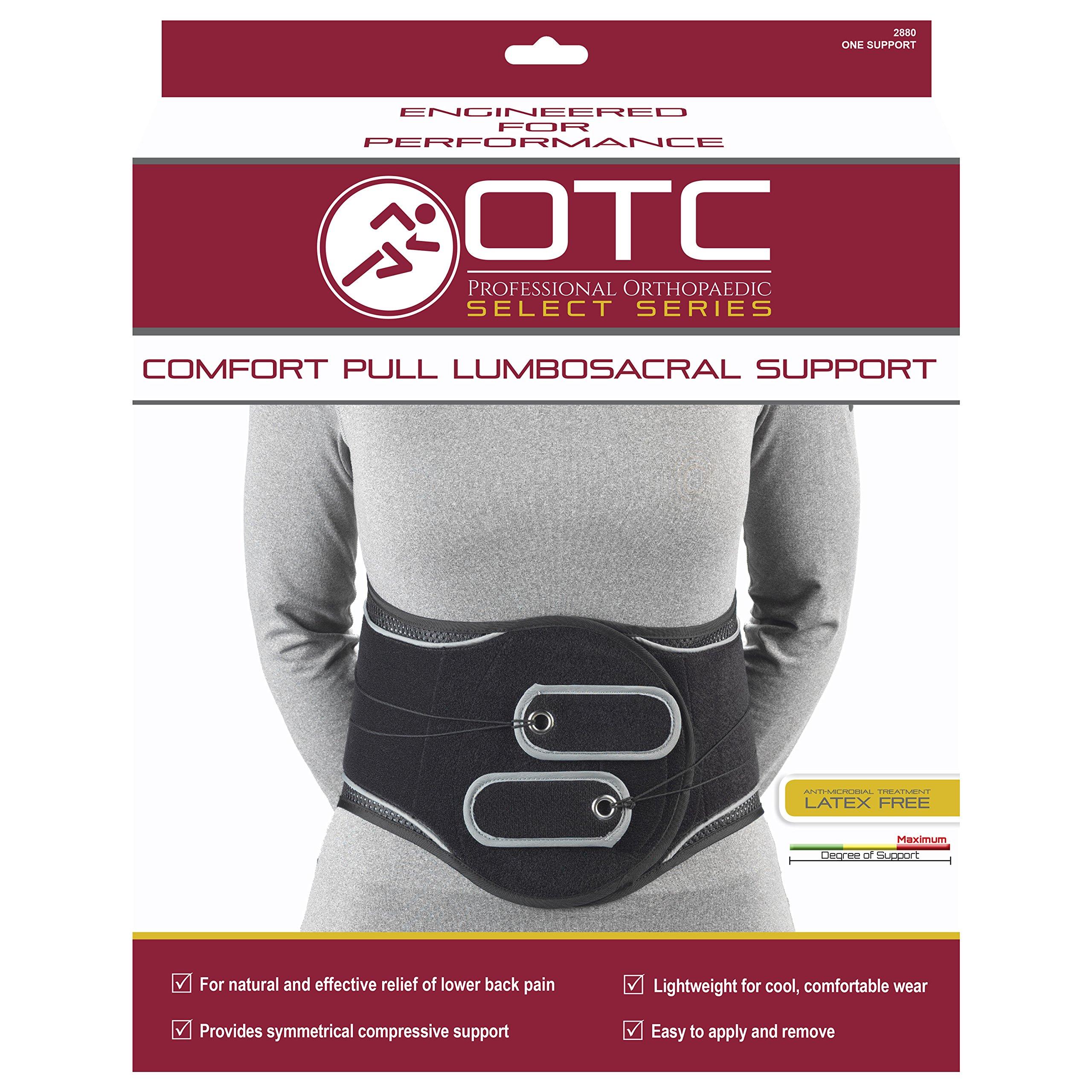 OTC Lumbosacral Back Brace, Adjustable Comfort Pull Maximum Support, Medium