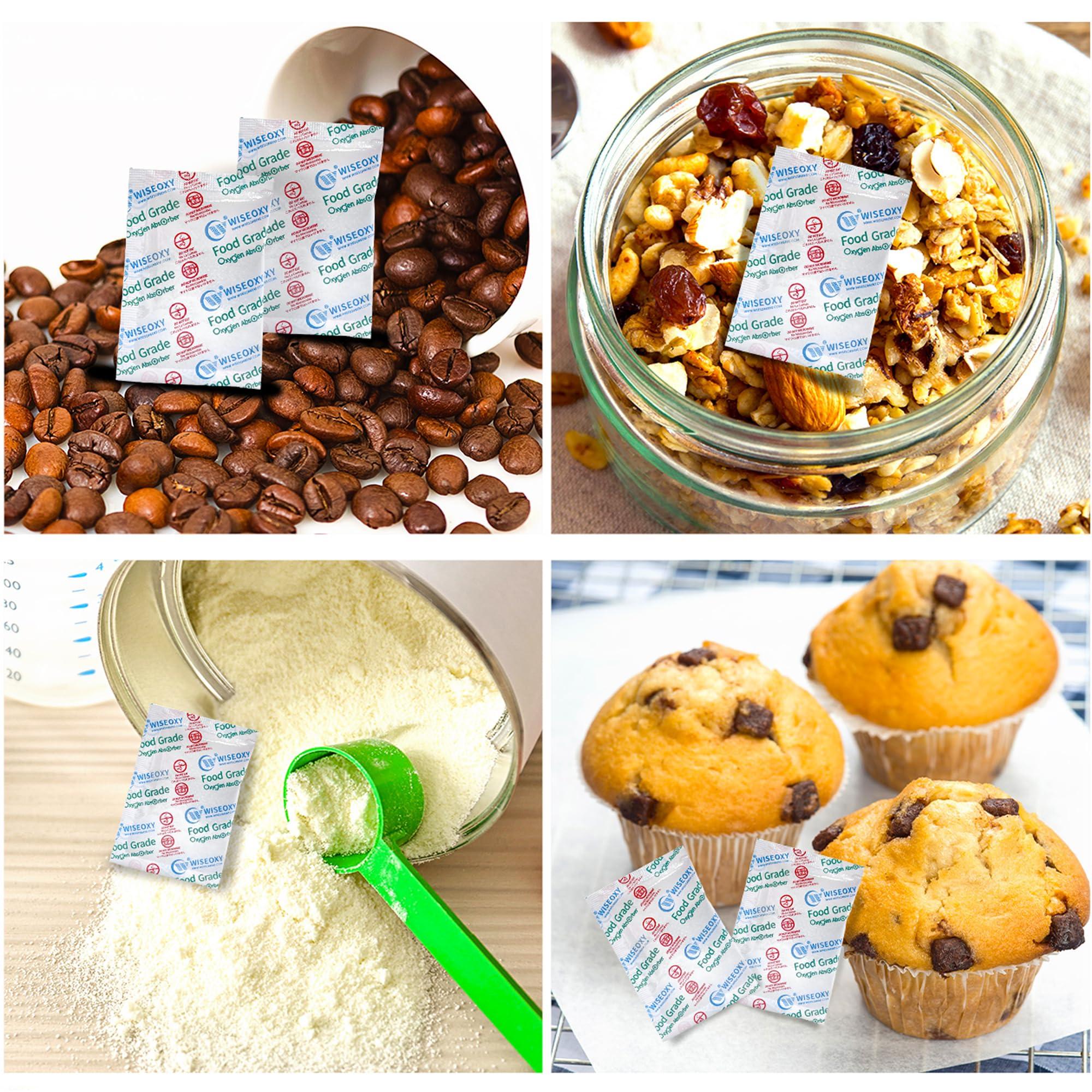 Wisesorb Wisesorb 500CC 100 Packs Oxygen Absorbers for Food Storage, Food Grade Oxygen Absorbers, O2 Absorbers Food Grade for Food Storage