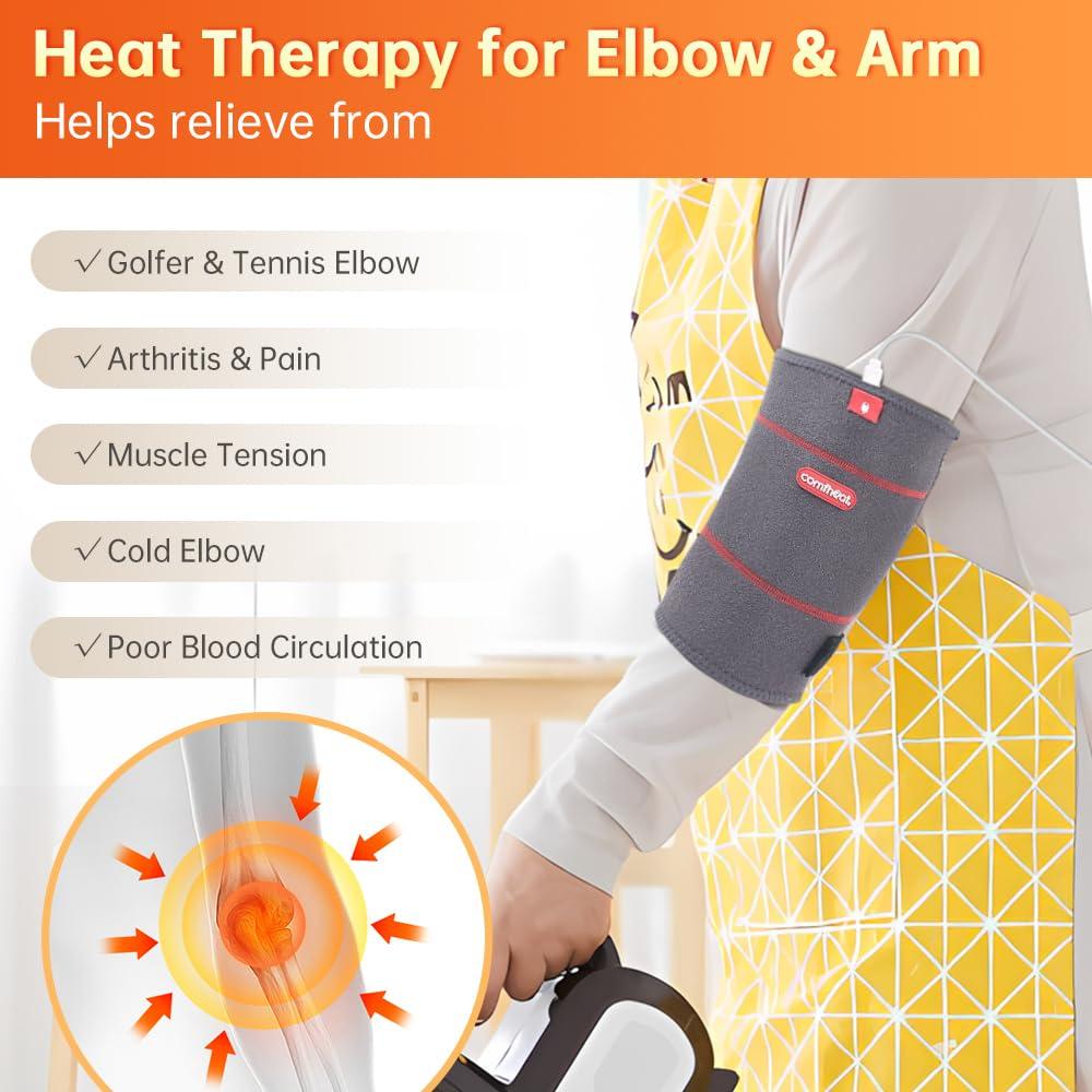 comfheat Comfheat Elbow Heating Pad Wrap for Joint Pain USB Heated Elbow Brace for Tendonitis and Tennis Elbow Portable Moist Heat Therapy Elbow Sleeve Adjustable Temperature (Non-Chargeable)