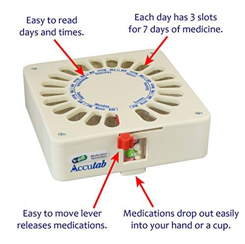 e-pill Medication Reminders e-Pill Accutab Weekly Pill Dispenser - Large Capacity, 3 Times Daily Pill Organizer