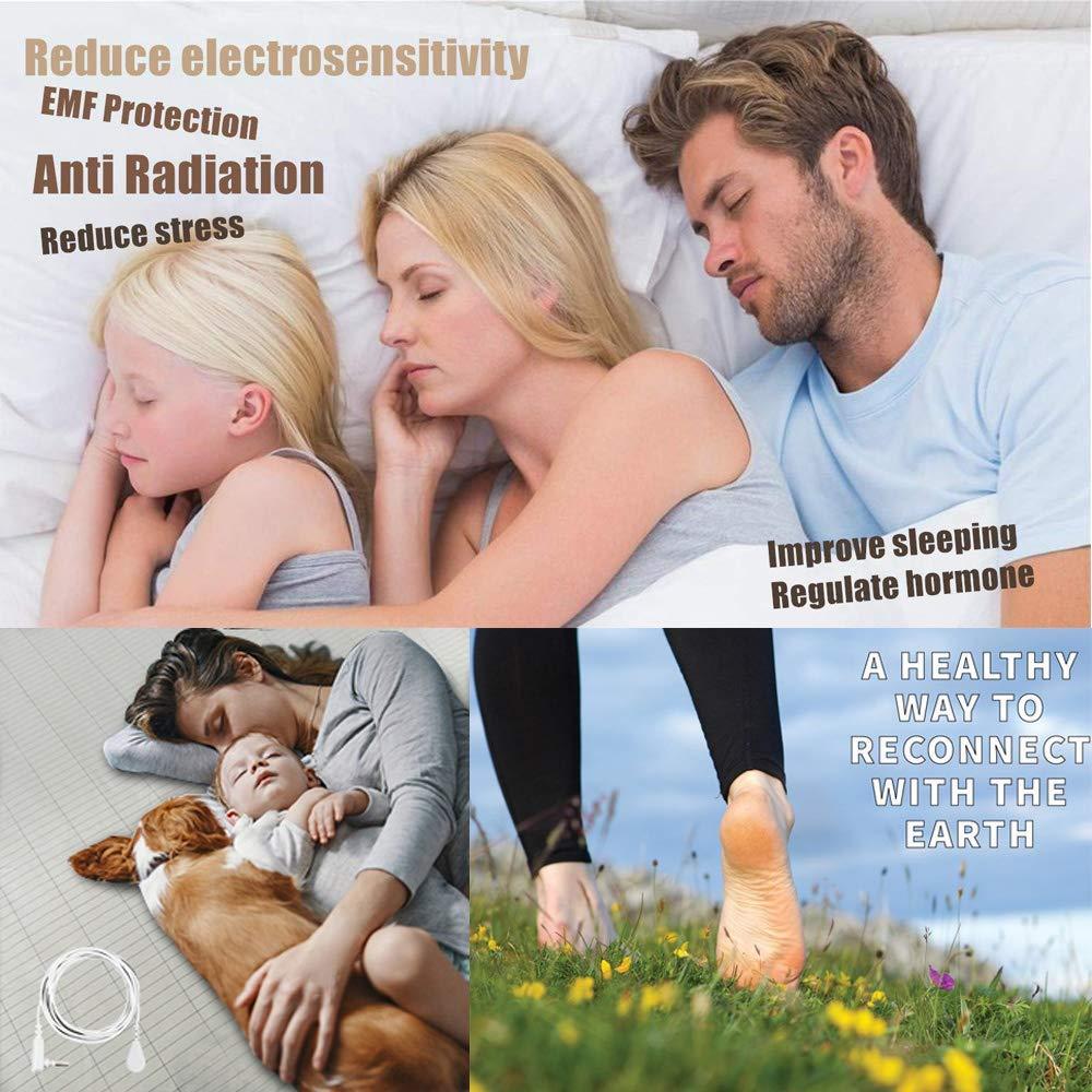 Amerthing Amerthing Grounding Mats - Upgraded Healthy Conductive Energy Pads to Earth for Bed and Seats to Sleep Better and Recovery, 100% Silver Fiber Indoor and Portable Relax Blanket.