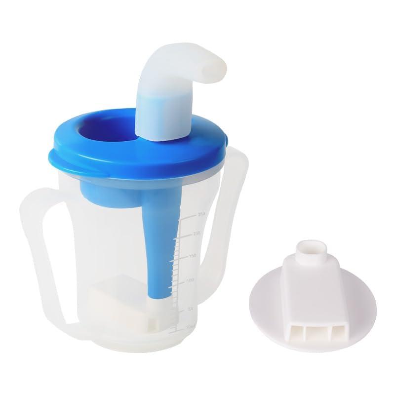 Ehucon Ehucon Dysphagia Regulating Drinking Cup for Elderly-Having Difficulty Swallowing,Dispenses 5 cc or 10 cc of Liquid Helps to Prevent Choking,Liquids Only (Blue)