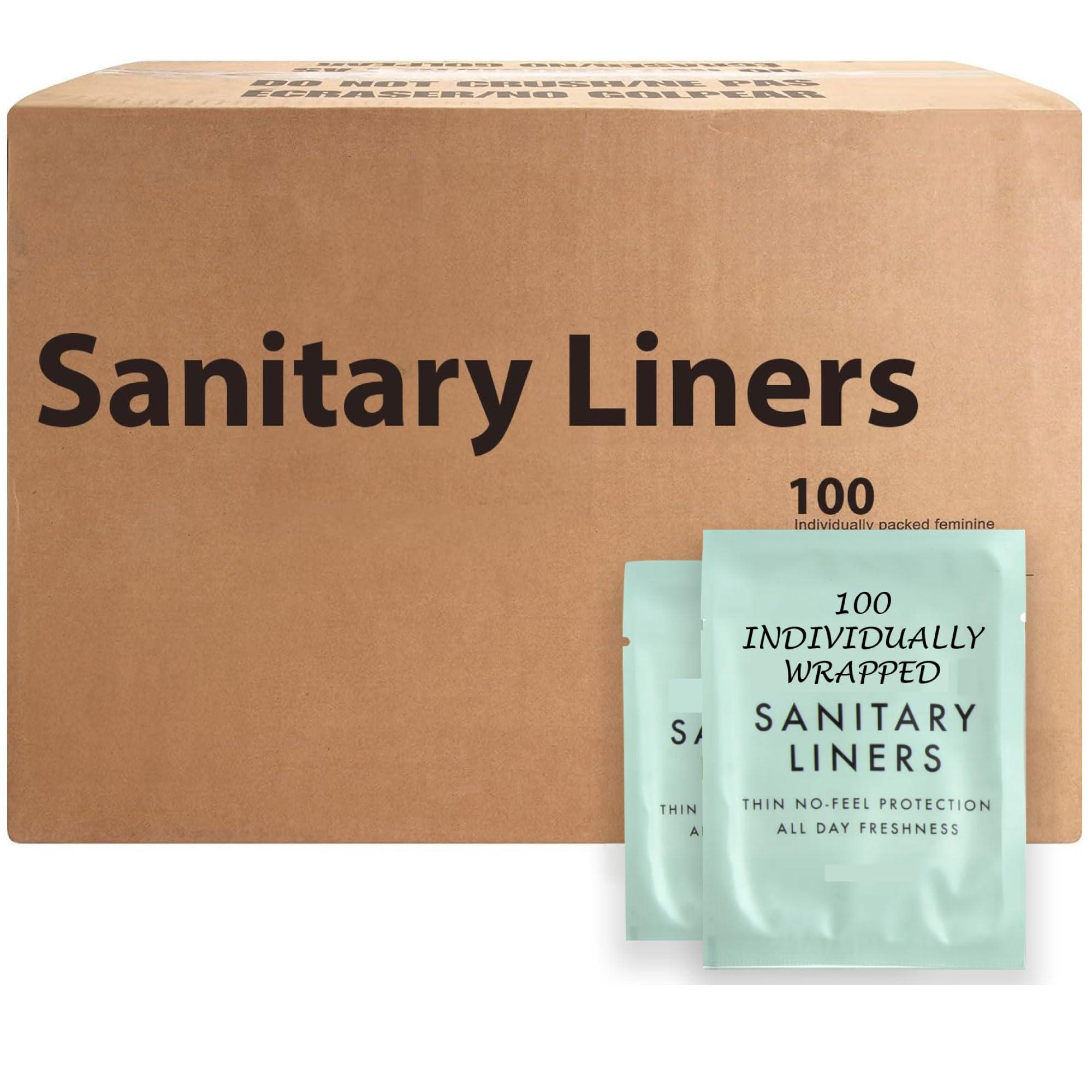 Trail maker 100 Pack Bulk Panty Liners for Homeless, Hospitals | Long Panty Liners for Postpartum, Incontinence, Menstruation Bulk Individually Wrapped Liners for Women