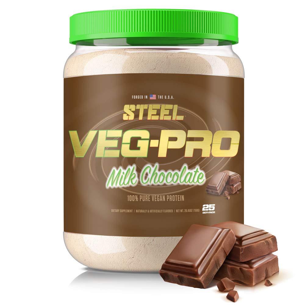 Steel Supplements Steel Supplements Veg-PRO | Vegan Protein Powder, Milk Chocolate | 25 Servings (1.65lbs) | Organic Protein Powder with BCAA Amino Acid | Gluten Free | Non Dairy | Low Carb Formula