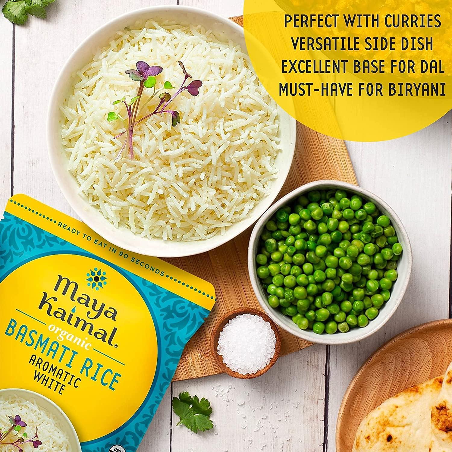 Maya Kaimal Maya Kaimal Organic Basmati Rice Aromatic White, Ready to Eat, Fully Cooked, Vegan, Certified Organic, Non GMO, Gluten Free, 8.5 Ounce (Pack of 6)