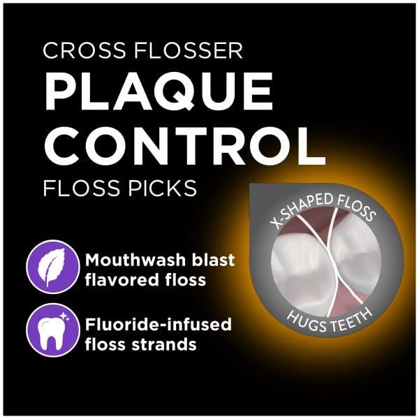 DenTek DenTek Cross Flosser Plaque Control Floss Picks, X-Shaped Floss, 75 Count, (Pack of 5)