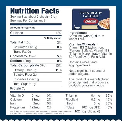 Barilla Barilla Oven-Ready Lasagne, 9 oz. Box - Pasta Made with Durum Wheat Semolina - Kosher Certified Pasta