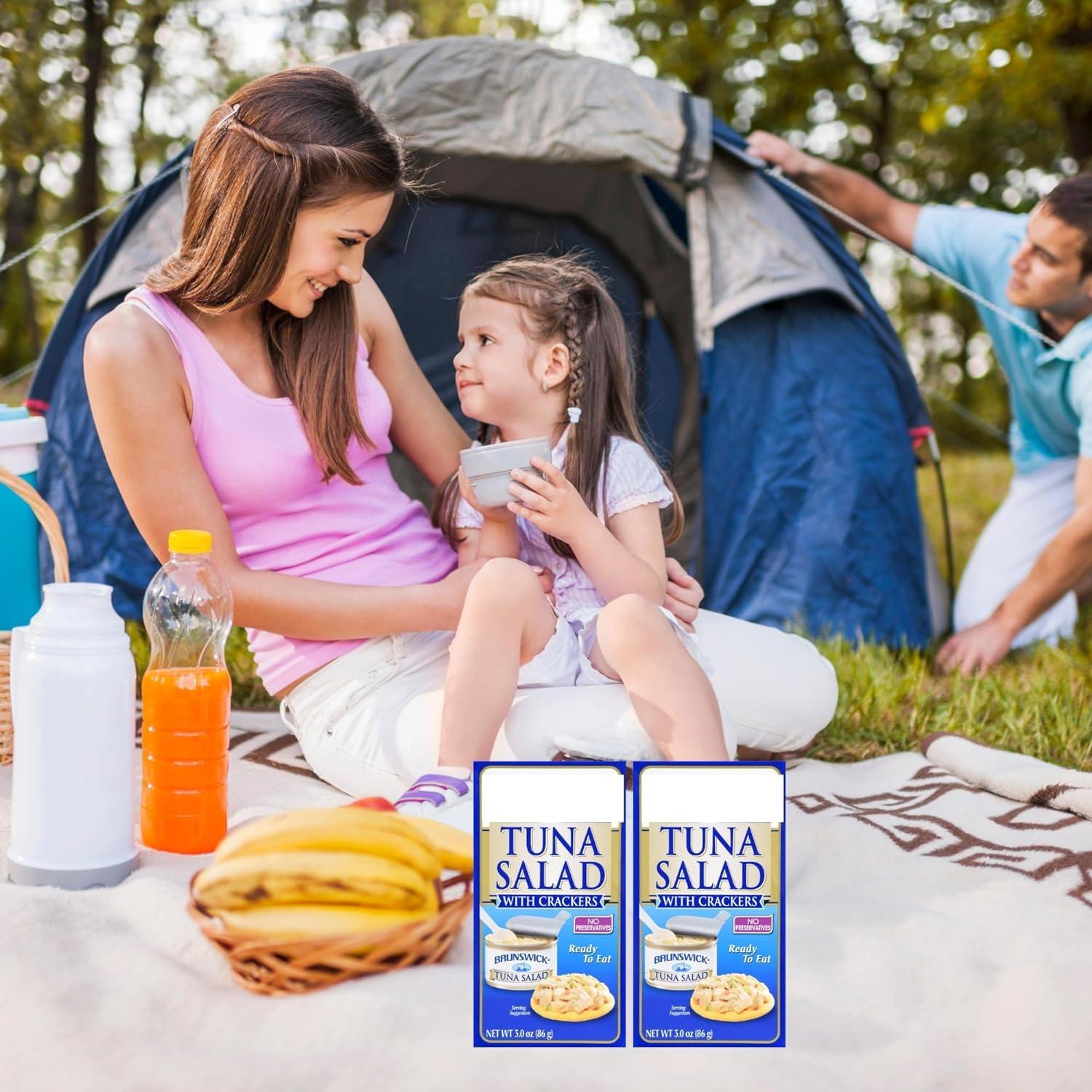 Edaze Tuna Salad with Crackers Kit Ready to Eat with Spoon Convenient Protein Shelf Stable for Lunchboxes Office Camping Picnic Summer Cookouts Home Healthy Snacks 3oz Pack of 12 w/Tote & Bonus Porte Pot