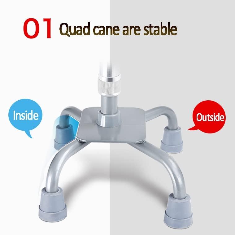 YKNAG Direct Store Quad Cane with 4-Pronged Base for Extra Stability, Walking Sticks for Seniors, Foam Padded Offset Handle, 1 Unit
