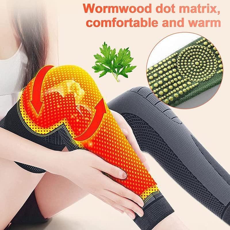 Thrseely Tourmaline Acupressure Self-heating Shaping Knee Sleeve with Socks Set, Mugwort Acupressure Heating Knee Sleeve Tourmaline Self-Heating Knee Pads with Black Self-Heating Socks for Men and Women, 2XL