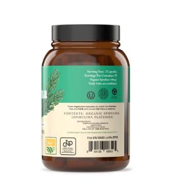 Complete Natural Products Pure Hawaiian Blue Green Spirulina Powder Capsules - 470mg Capsules 100 Pills, Non GMO, Natural