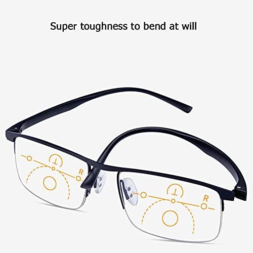NWB Multifocal Progressive Reading Glasses,Readers with Light Thin Metal Frame,Blue Light Blocking for men women
