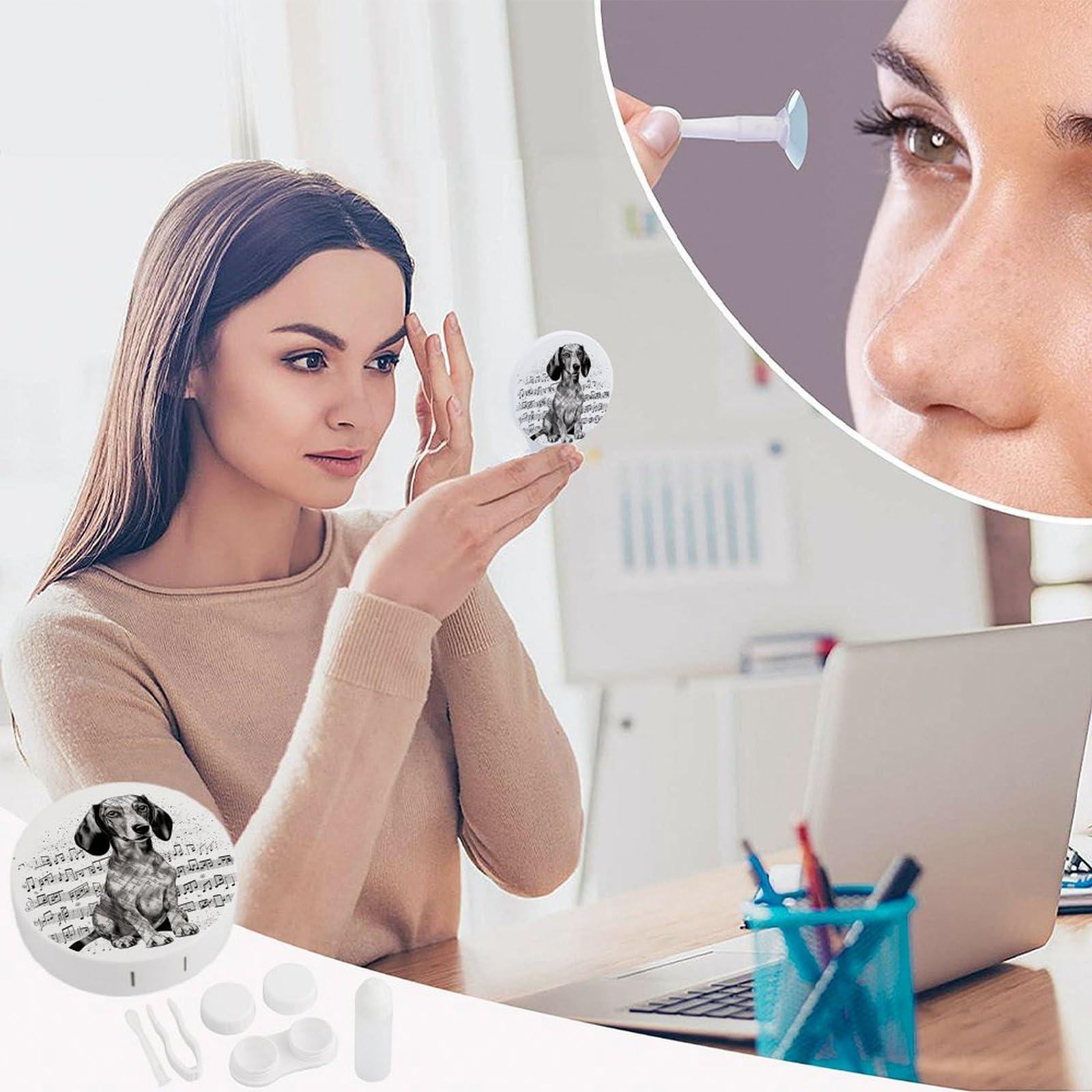 QWHJK QWHJK Contact Lens Case,Dachshund Music Notes Print Plastic Contact Lens Case,contact Lens Care Box,ontact Lens Travel Box