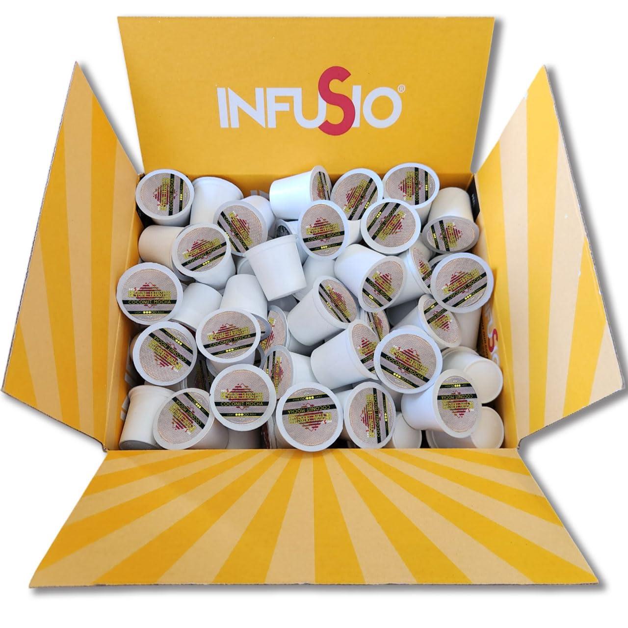 InfuSio InfuSio Coffee Pods 96 Count - Coconut Mocha Medium Roast Single Serve Coffee Pods for Keurig K Cups Brewers - InfuSio Revival Roaster Premium Roasted Coffee Keurig 2.0 Compatible