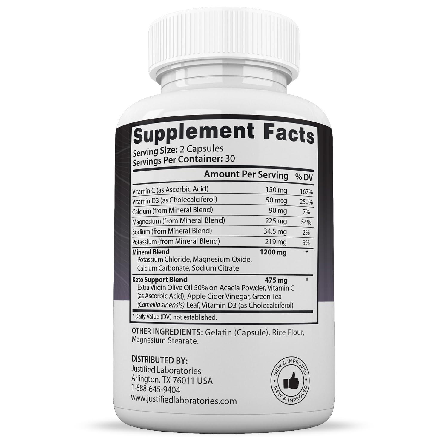 Justified Laboratories Advanced Keto 1500 Extreme Pills 1675MG New & Improved Formula Contains Apple Cider Vinegar Extra Virgin Olive Oil Powder Green Tea Leaf 60 Capsules