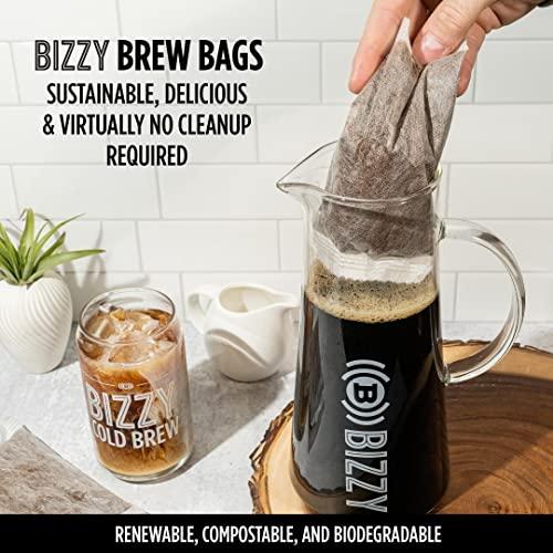 Bizzy Bizzy Cold Brew Coffee | Decaf Bundle | Coarse Ground Coffee + Brew Bags | Micro Sifted | Specialty Grade | 100% Arabica | 1 LB and 12ct Brew Bags