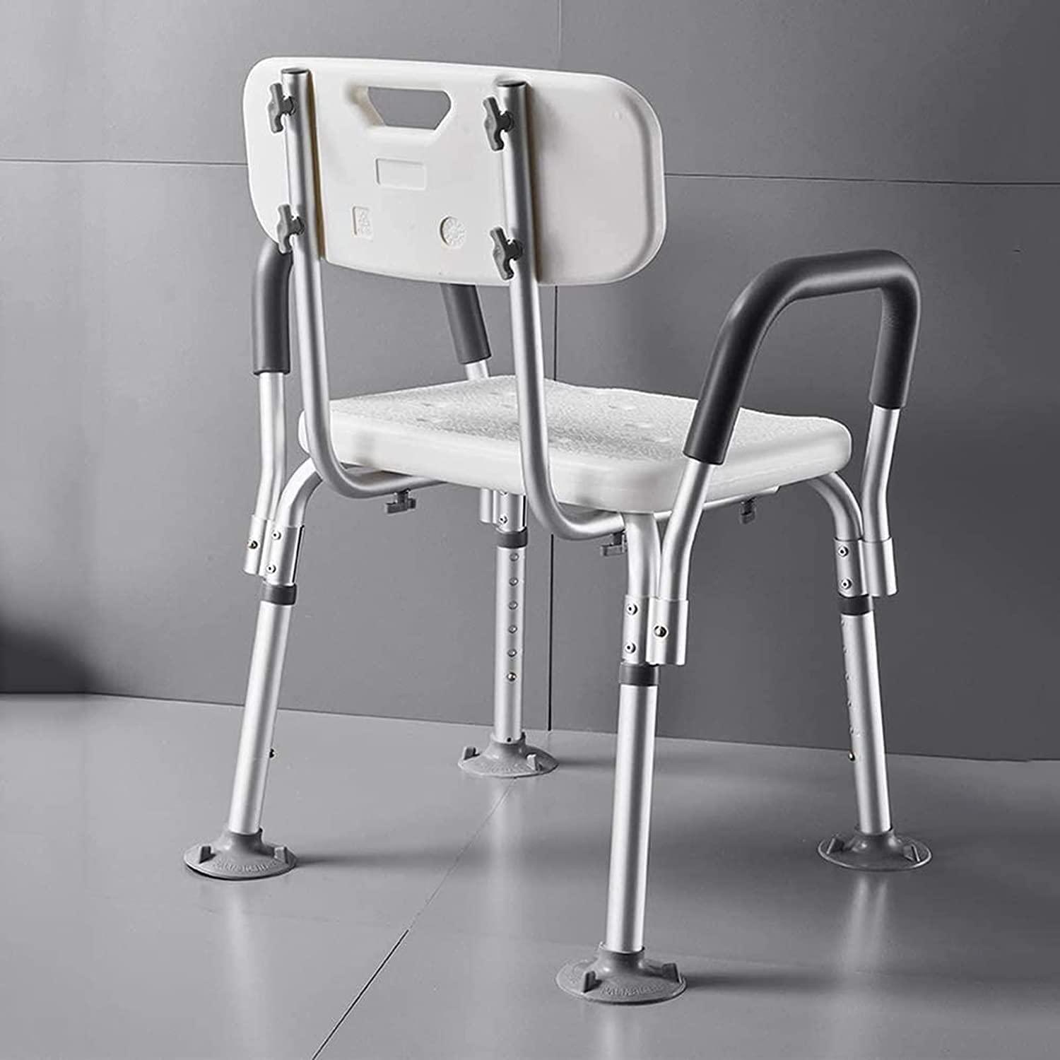 DIANYADIANPU Shower Chair for Inside Shower Elderly Shower Seats Height-Adjustable Shower Chair Benches with Back and Arms, for Elderly Heavy Duty Shower Stool, Adult Disabled Shower Aids (Color : White)